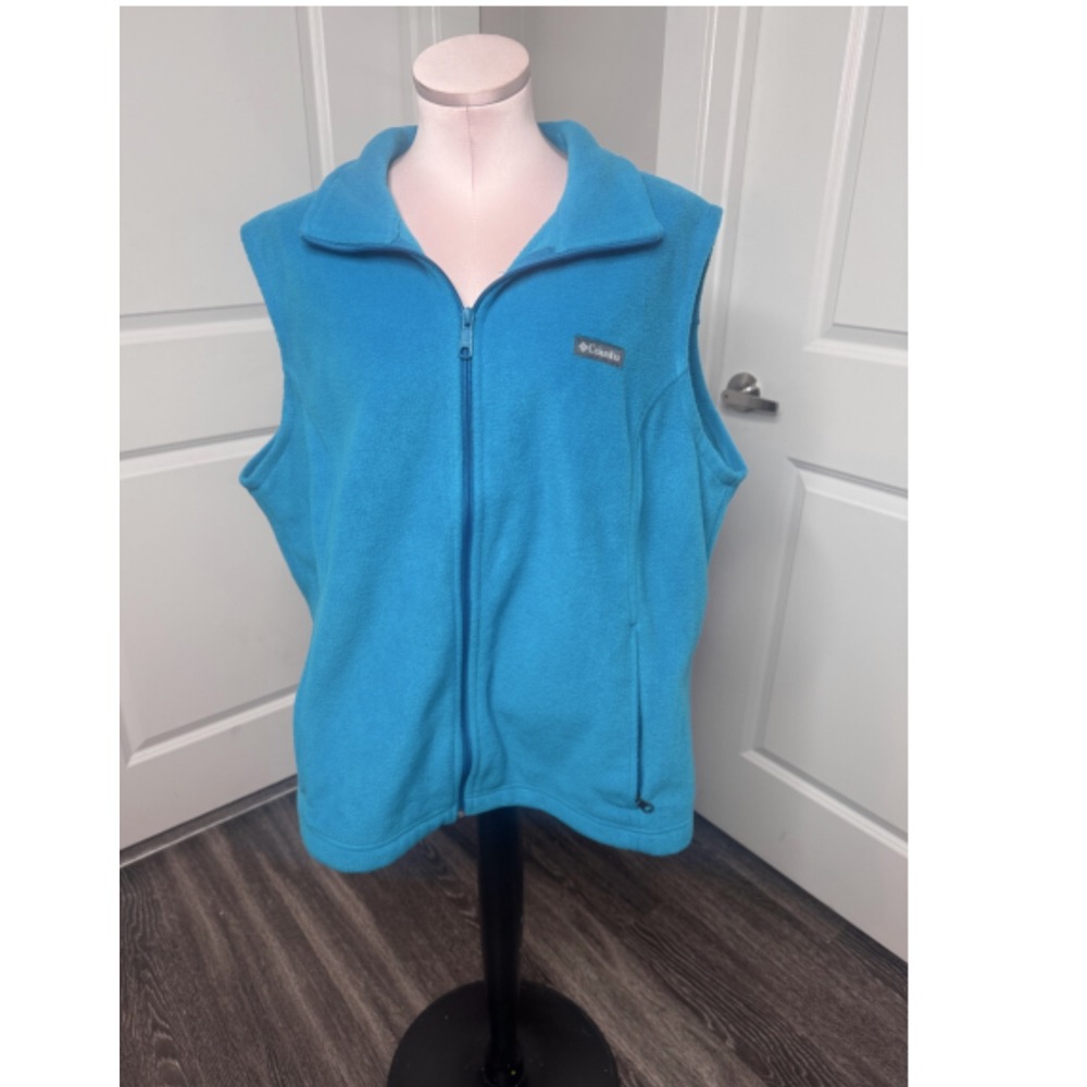 Columbia Teal Blue Fleece Zip Up Vest Women's 2X Sportswear Company Outerwear